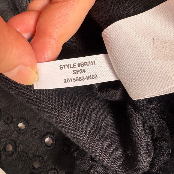 J Crew Bungalow Embroidered Top S Linen Dark Cottagecore Boho Effortlesss Flowy - Picture 9 of 10